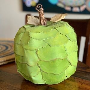 Large GREEN Apple - feels like it is made of wood shavings? Fruit Art piece